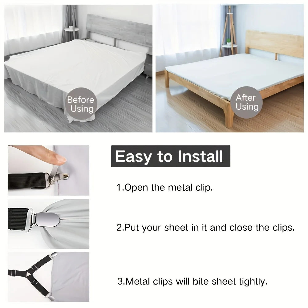 4pcs Sheet Holder Strap Sheet Holder Sheet Holder Buckle - Adjustable Elastic Sheet Holder For Wrinkled Sheets