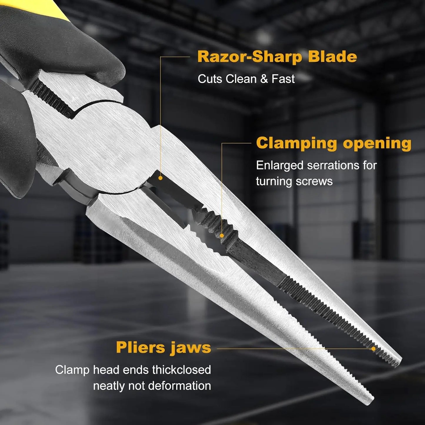 8-Inch Needle Nose Pliers with Wire Cutter, Heavy-Duty Steel for Home and Crafts, Anti-Slip Grip