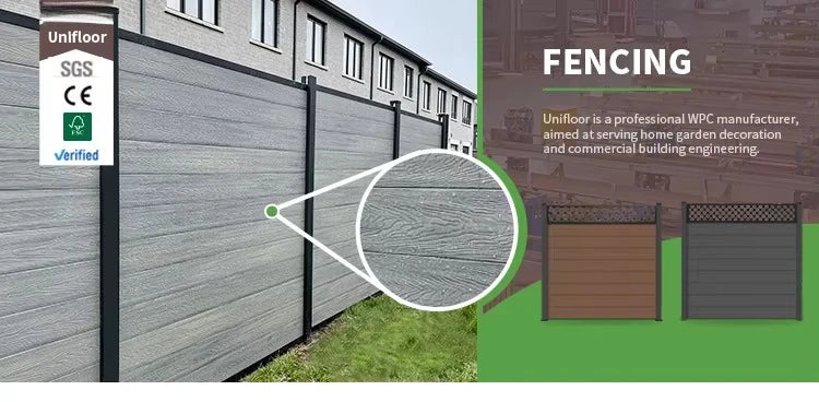 Wholesale WPC Garden Fence Panel Easy Installation UV Resistant Wood Plastic Composite Aluminum Frame Outdoor Fencing