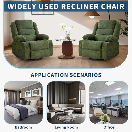 Modern Swivel Rocker Recliner Chair With Adjustable Headrest