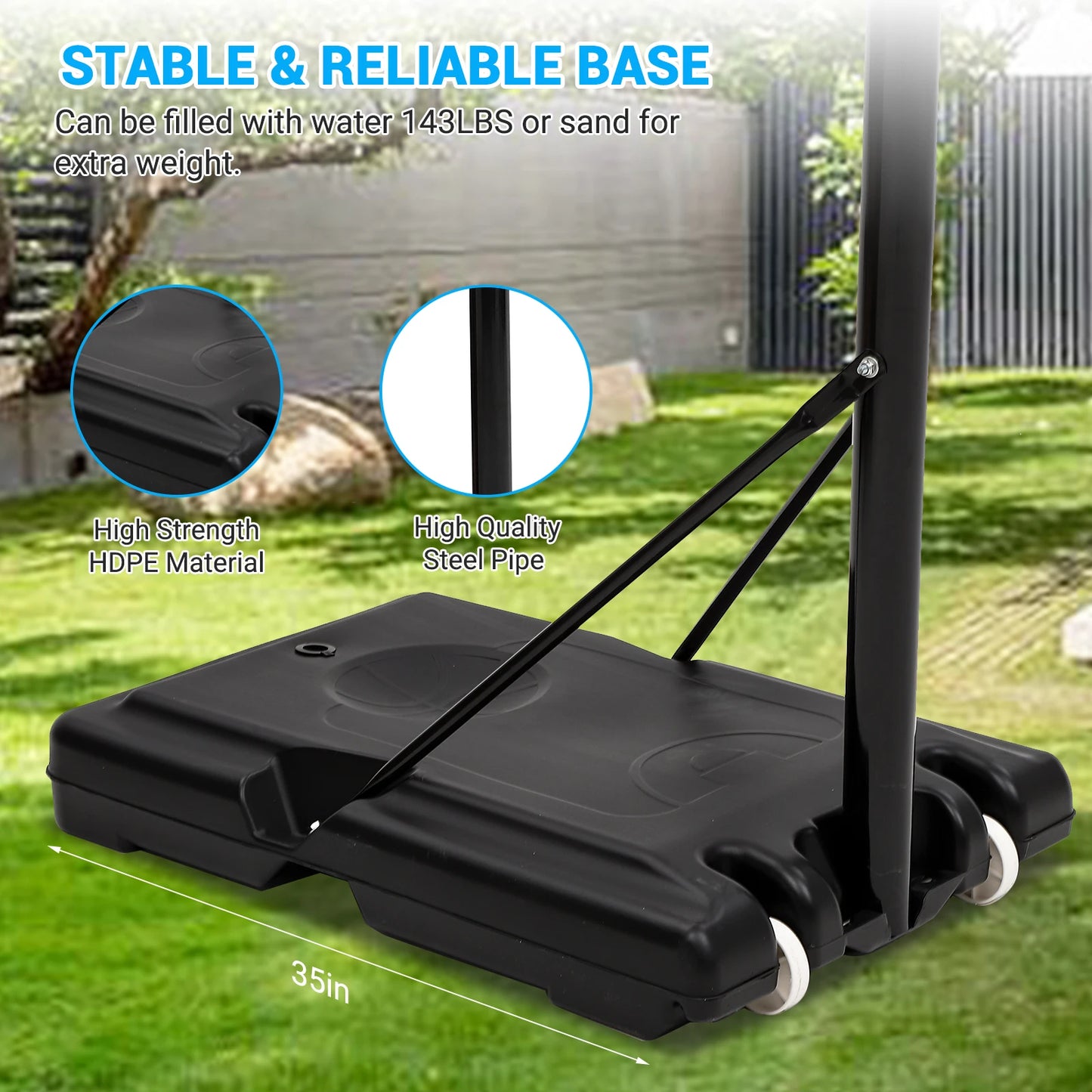 Portable Adjustable Outdoor Basketball Hoop With Durable Steel Frame