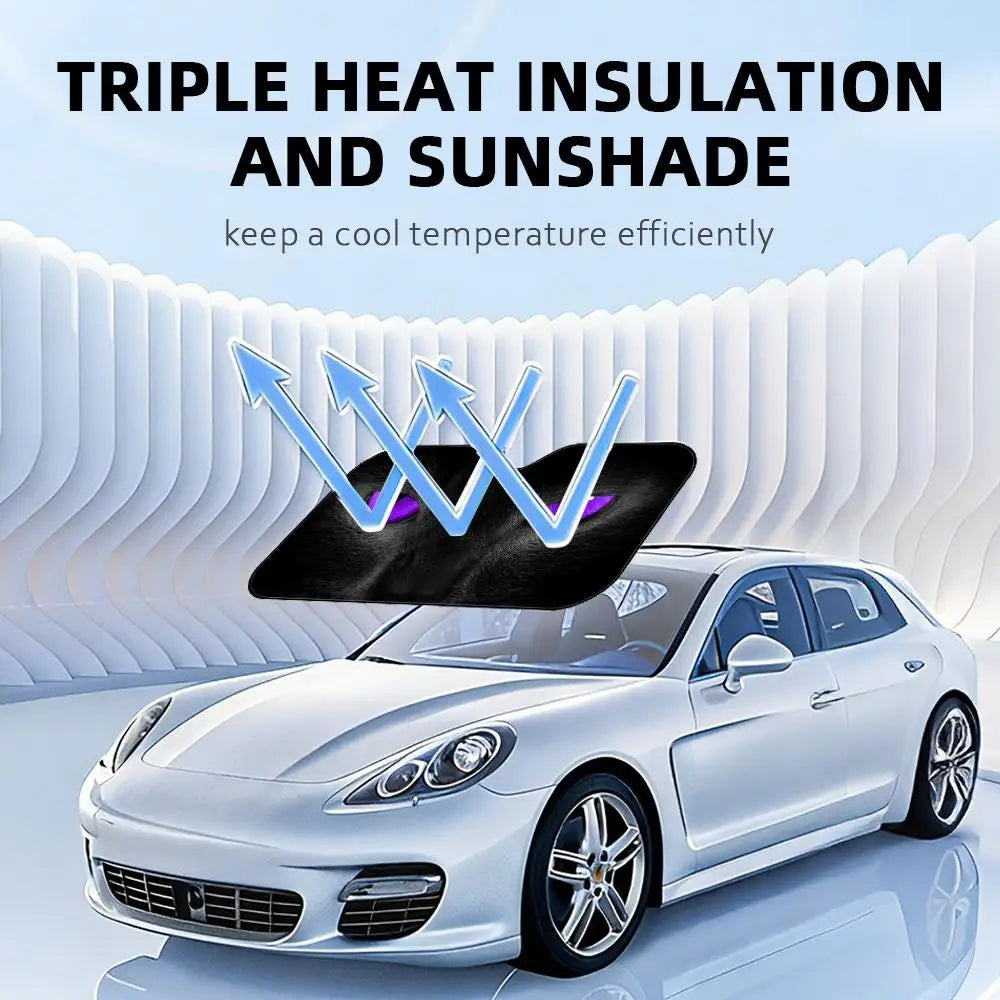 Black Cat Eye Sun Visor Car Windshield Sun Shade UV Protection Heat Insulation Cover Universal  Sun Protector