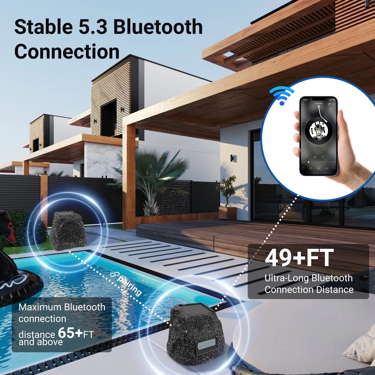 Herdio Outdoor Bluetooth Speaker IPX7 Waterproof Solar Powered