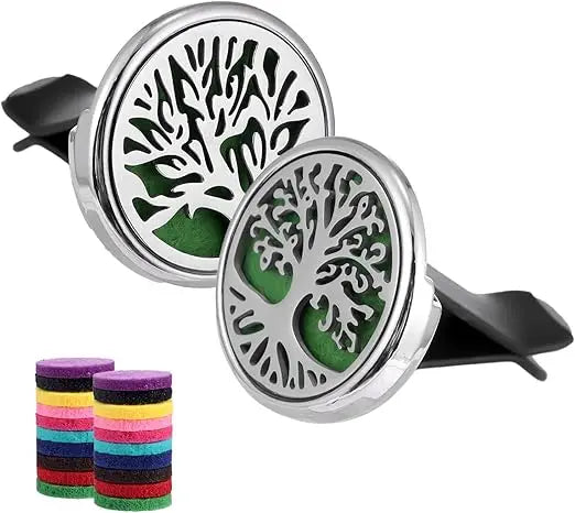 car air freshener diffuser vent clips - aromatherapy essential oil diffuser tree of life car clip with 20 refill pads, gift for