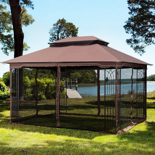 Outdoor Patio Gazebo Canopy Tent With Mosquito Net