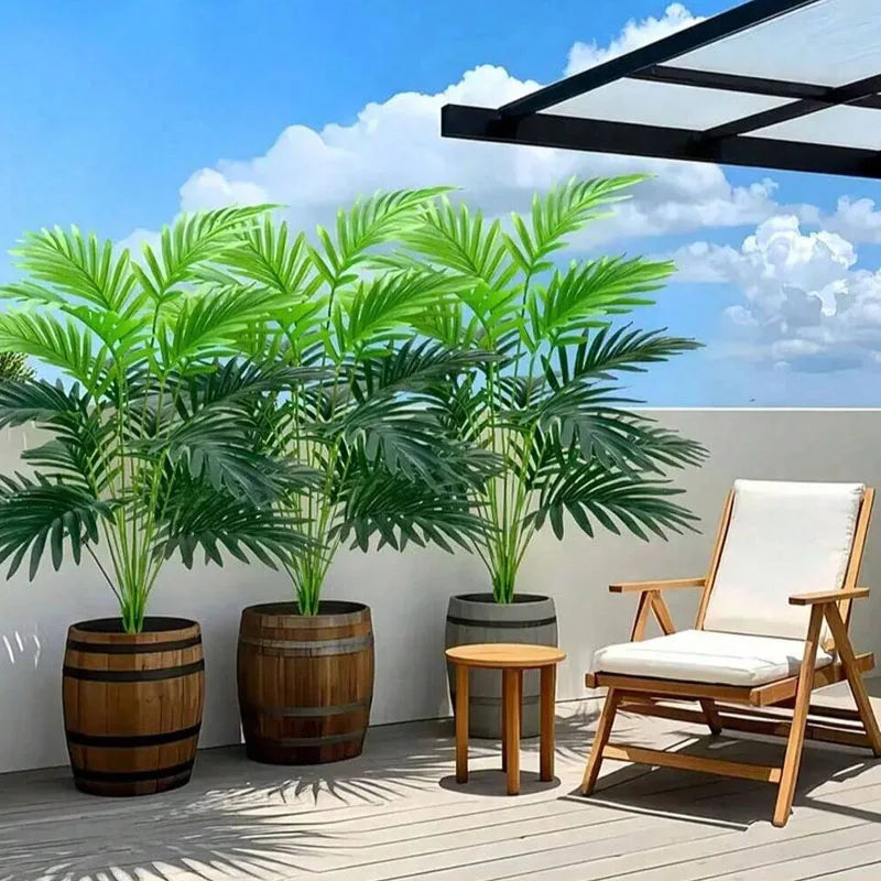 70-120cm Large Artificial Palm Tree Tropical Green Leaves Fake Plants Plastic Monstera Faux Tree Branch for Home Kitchen Decora