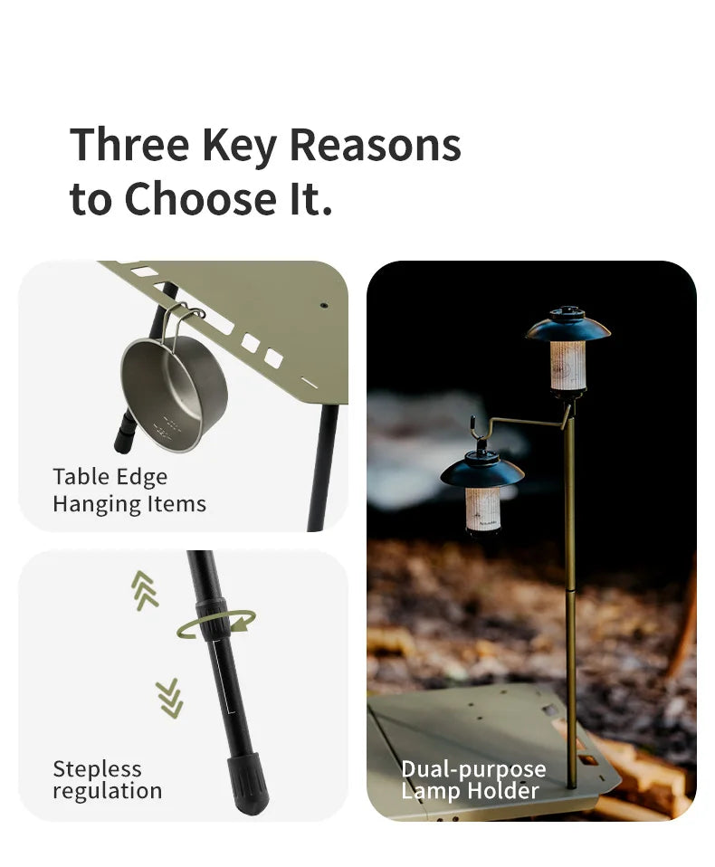 Naturehike H02 IGT Table Camping Multifunctional Tactical Table Height Adjustable Desk Kitchen Folding Table BBQ Picnic