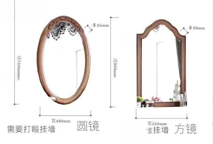 -European Solid Wood Mirror Table Bedroom Dresser Amercia Princess Furniture Dark Villa Luxury Carved Makeup Table Dressing Tabl