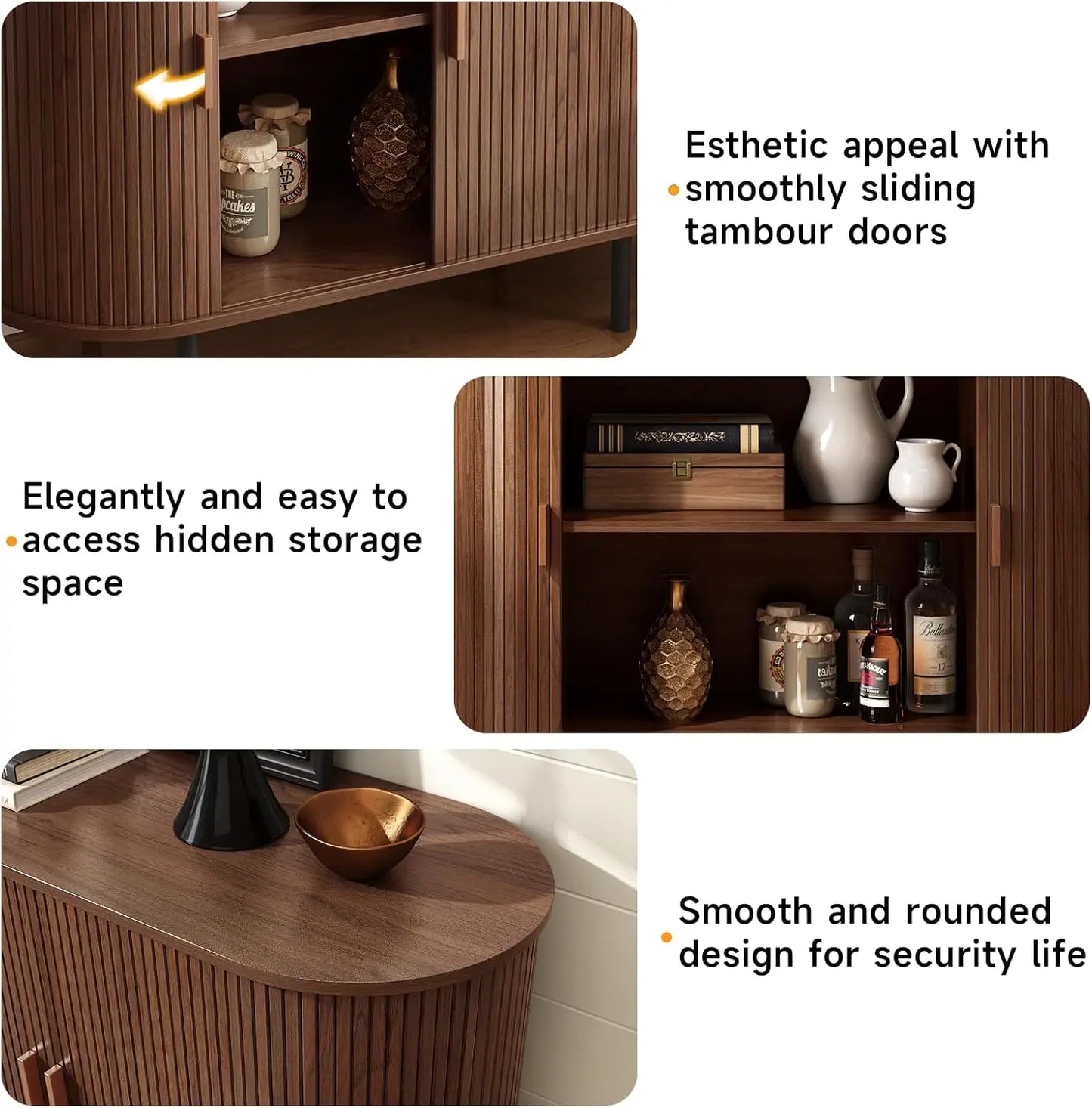 40" Modern Sideboard Buffet Cabinet with Storage - Sliding Door & Adjustable Shelves, Coffee Bar Console for Kitchen/Entryway