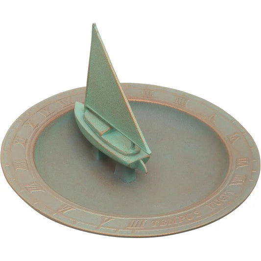 Products Sailboat Sundial Birdbath, Copper Verdi