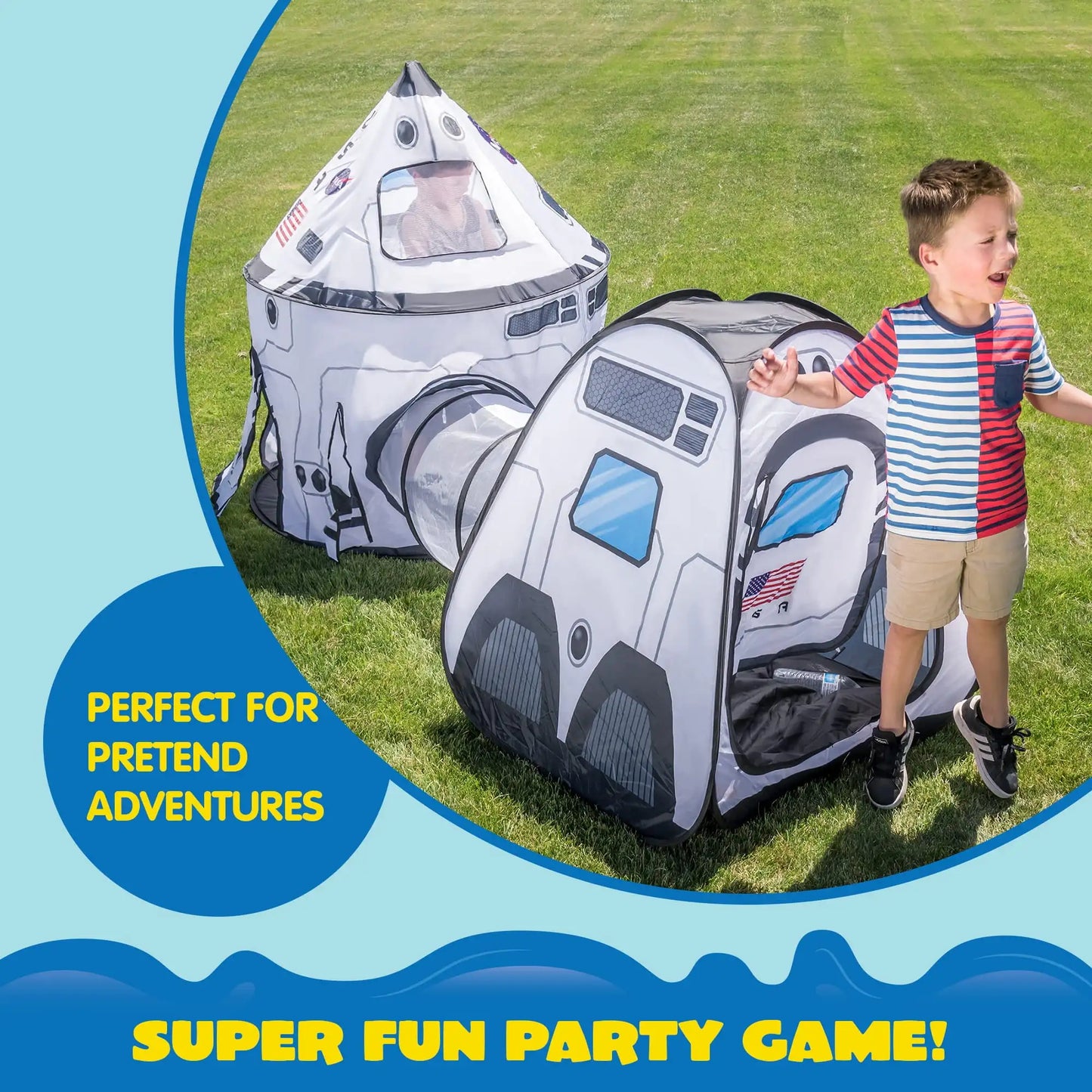 Joyfy Rocket Ship Play Tent Set With Tunnel Adventure