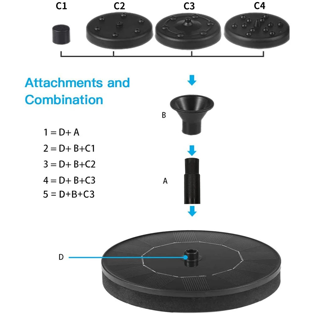 Mini Solar Water Fountain - Floating Solar-Powered Pond Fountain, Garden Decoration with Waterfall for Bird Bath & Pool