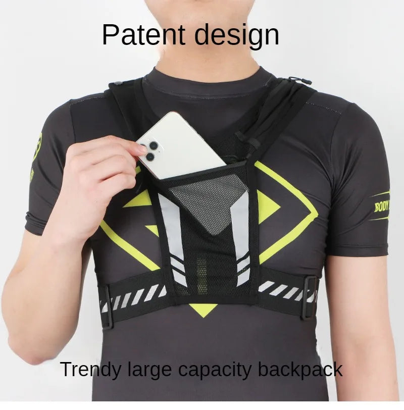 Reflective Running Backpack Lightweight Sports Running Cycling Vest Mobile Phone Cards Bag Men and Women Jogging Fitness Vest