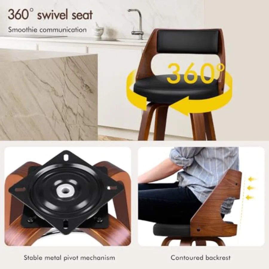 Counter Height Swivel Bar Stools With PU Leather Upholstery
