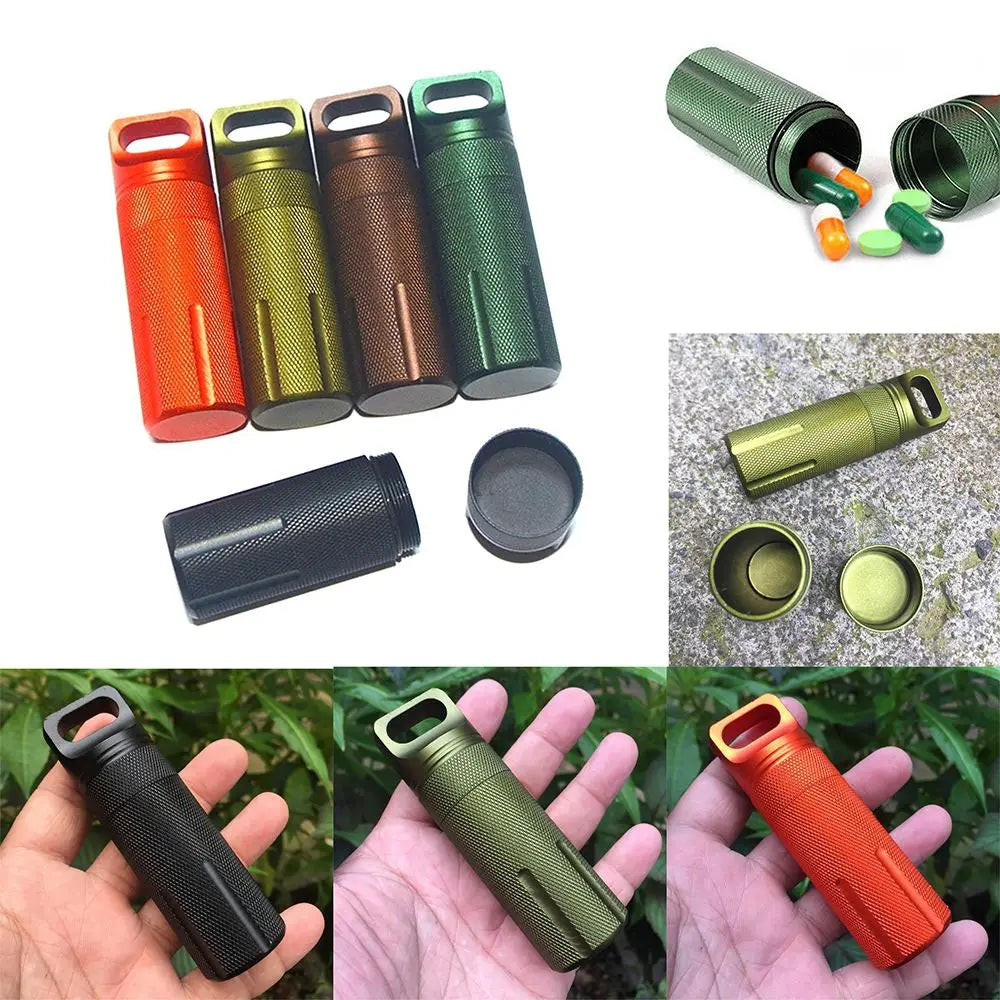 New Aluminum EDC Survival Kit Waterproof Seal Bottle Capsule/Pill  Airtight Case Outdoor Tools Capsule Holder Storage Container