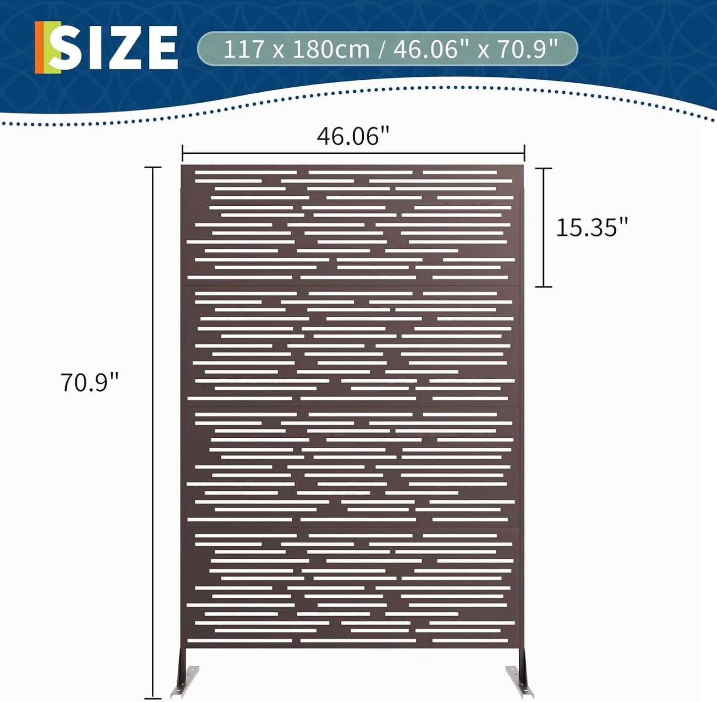 Decorative Wrought Privacy Screen – Easy Snap-Together Room Divider for Indoor/Outdoor Use, Breathable Wind-Resistant Partition