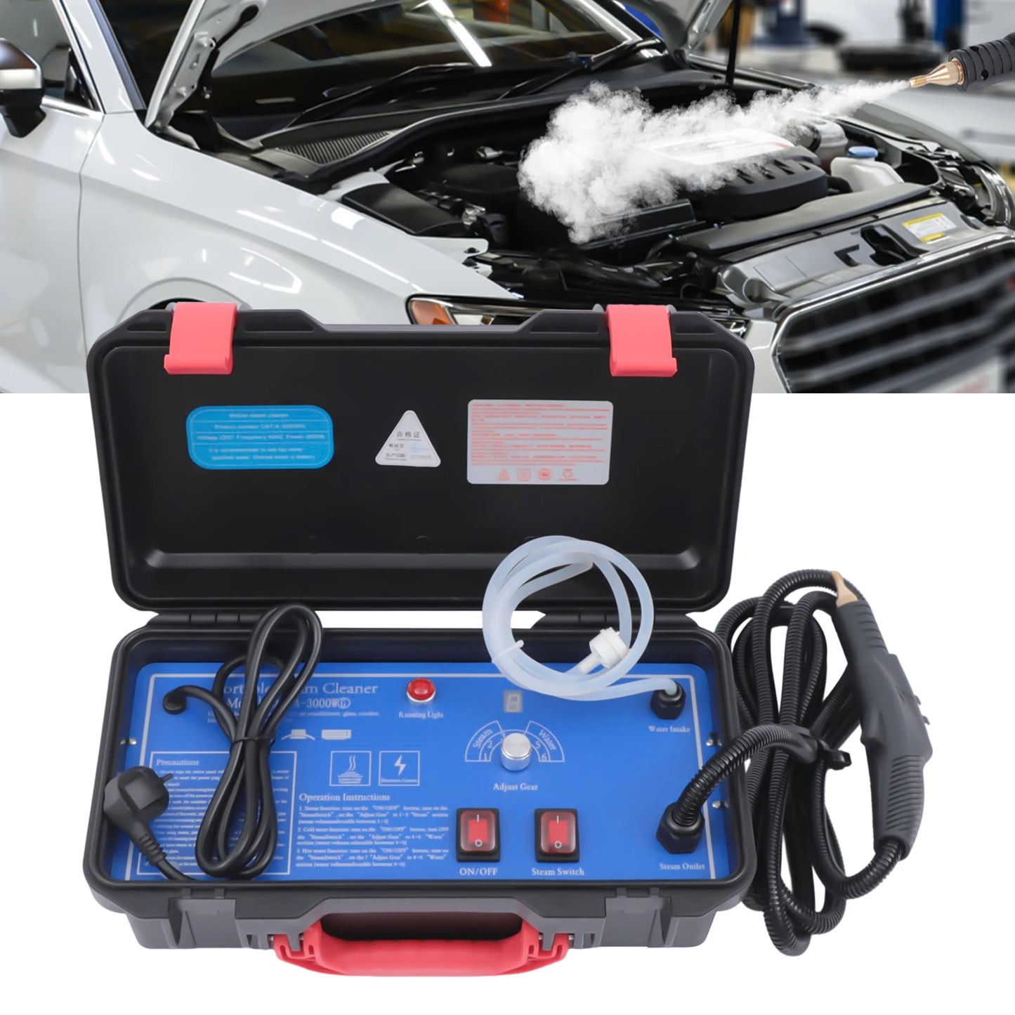 110V/220V High Pressure Steam Cleaner Set Steam Cleaning Machine Portable 6-Gear Cleaner for Car Kitchen Floor Cleaning