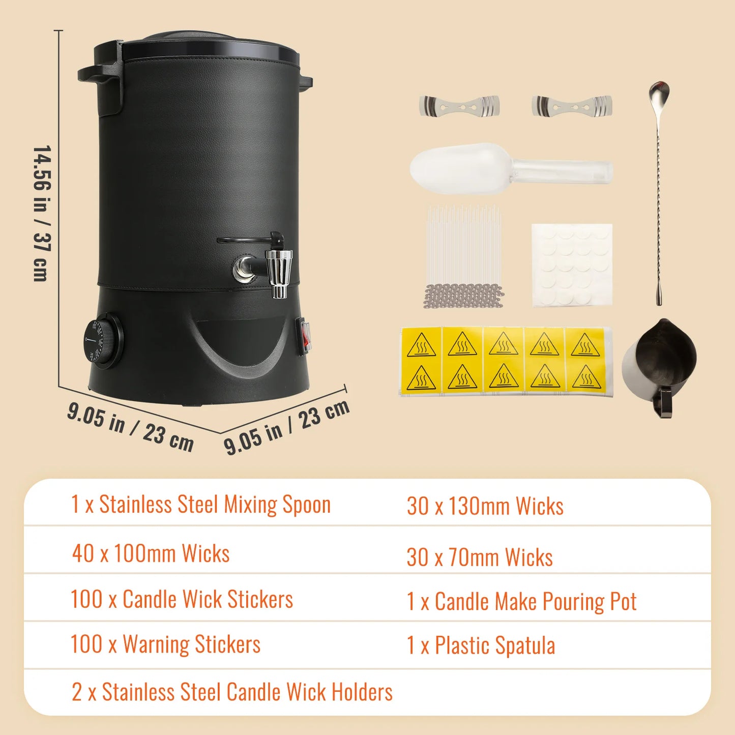 SucceBuy 6.5L 10L Wax Melter for Candle Making Large Electric Wax Melting Pot Easy Pour Spout 9-Level Temperature Control