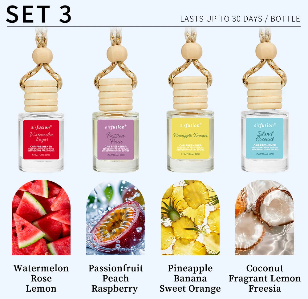 4 Pack Hanging Car Air Freshener & Diffuser | 120-Day Long-Lasting Fragrance | 17 Fragrances All Ages