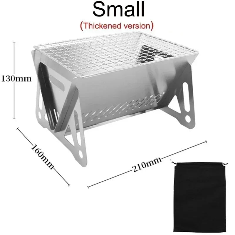 Portable Folding Barbecue Grill Heating Stoves Multifunction Camping BBQ Grill Rack Net Firewood Stove Stainless steel BBQ Grill
