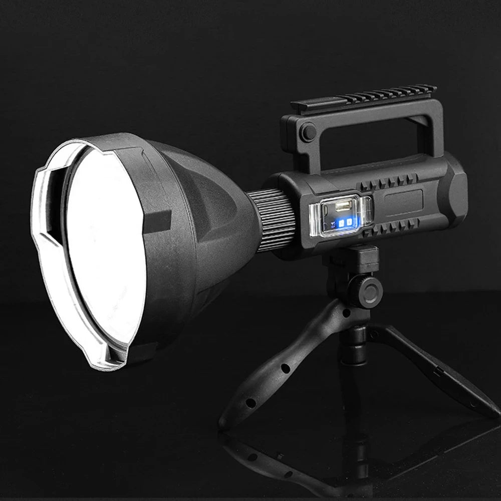 Portable Powerful LED Flashlight Mountable Bracket Handheld Searchlight USB Rechargeable Spotlight Waterproof Torch Light