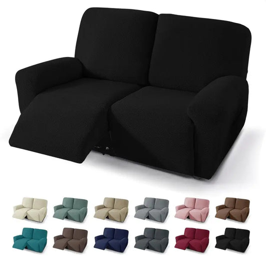 4 Pieces Recliner Loveseat Covers Stretch Recliner Sofa Slipcover with Elastic Bottom Jacquard Fitted Reclining Couch Cover Furn