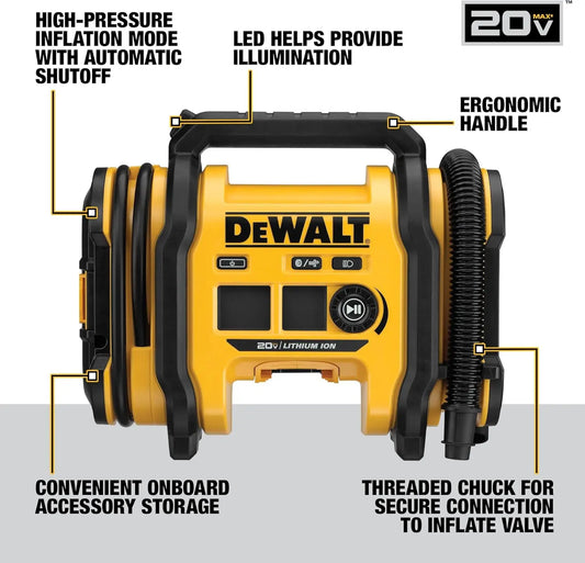 DEWALT 20V Max Tire Inflator With LED Auto Shutoff