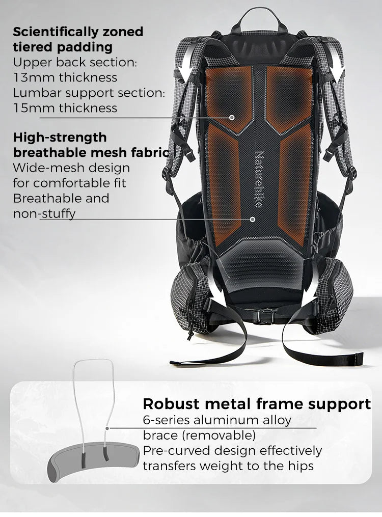 Naturehike Rock 2.0 Hiking Backpack Large Capacity Outdoor Backpack for Leisure Sports and Travel Climbing Camping Backpack