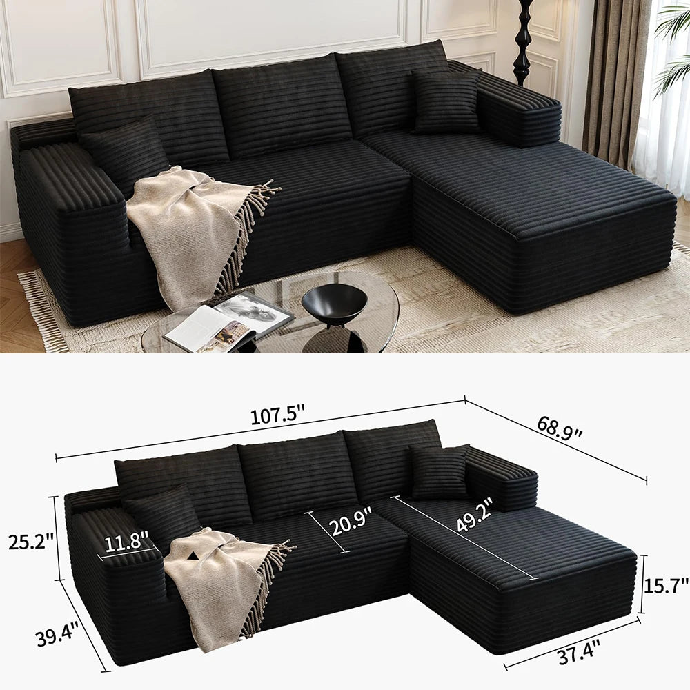 Cloud Style Modular Reclining Sectional Sofa With Fluffy Cushions