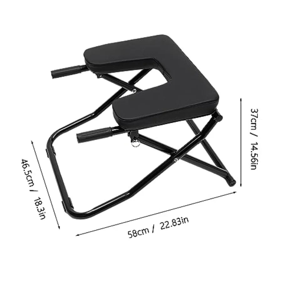 Yoga Inversion Bench, Foldable Yoga Headstand Bench with PU Pads, Steel Yoga Inversion Chair for Balance Training, Core Strengt