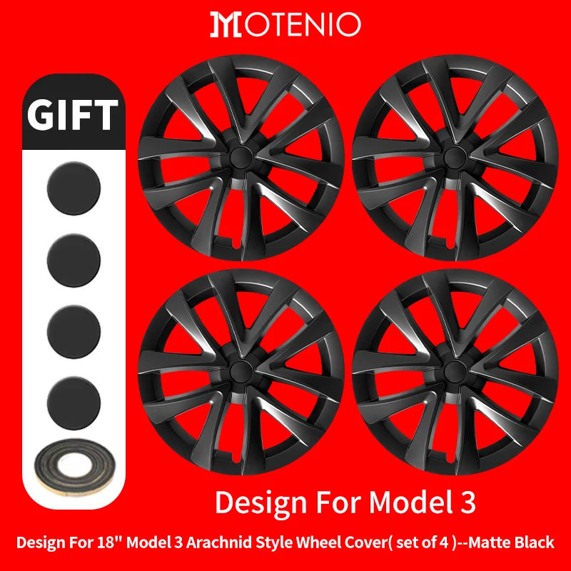 4PCS Design For TESLA Model 3 2017-2023 18 Inch Arachnid Style Wheel Cover Hubcaps Cap Only For Model 3 Wheel Cover Accessories