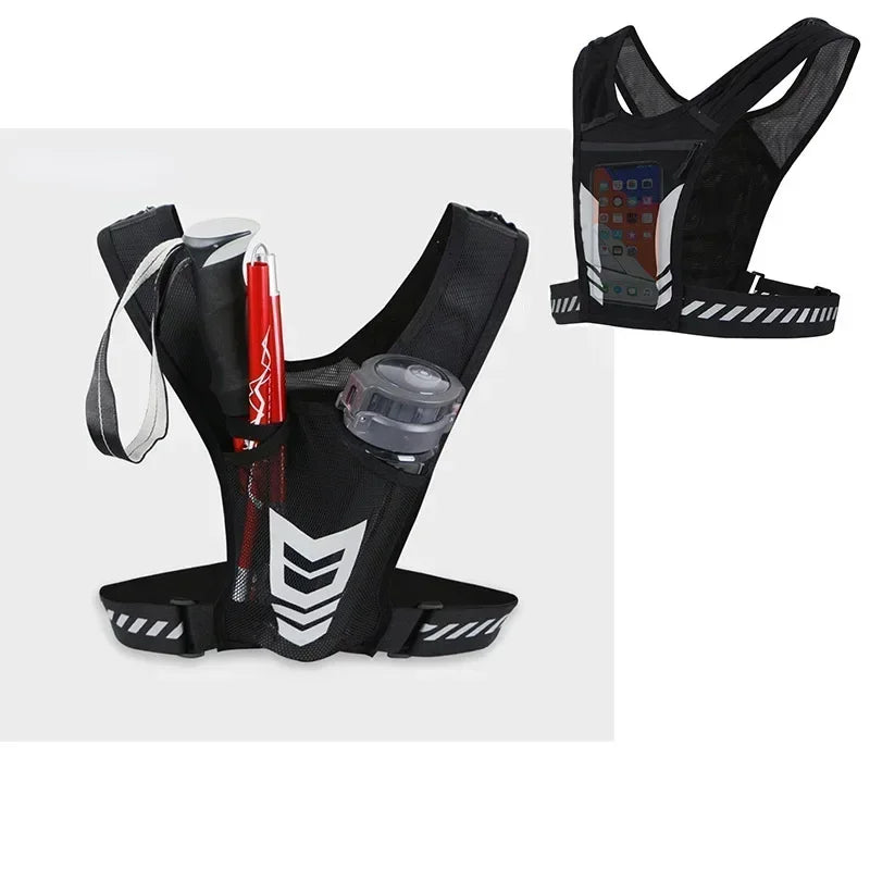Reflective Running Backpack Lightweight Sports Running Cycling Vest Mobile Phone Cards Bag Men and Women Jogging Fitness Vest