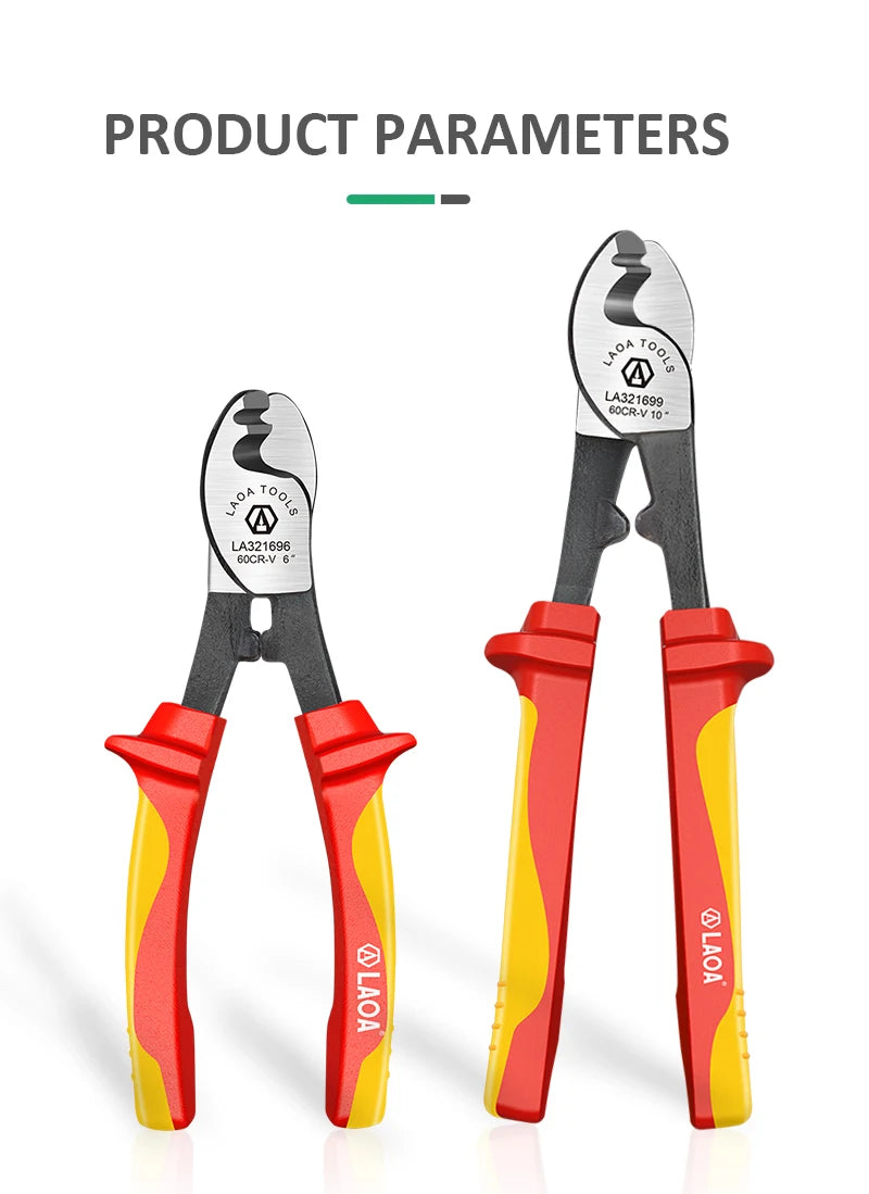 LAOA Insulated Cable Cutter Professional 1000V Wire Stripping Pliers Heavy-Duty Multi-Tool for Electricians High Voltage Safety