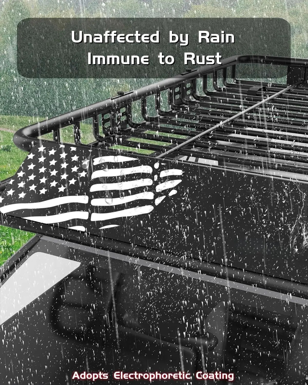 64 X 39 Inch Universal Roof Rack Basket, 200 Lbs Capacity Cargo Carrier with Wind Fairing for SUV, Truck, RV & Vehicle Roof Rack