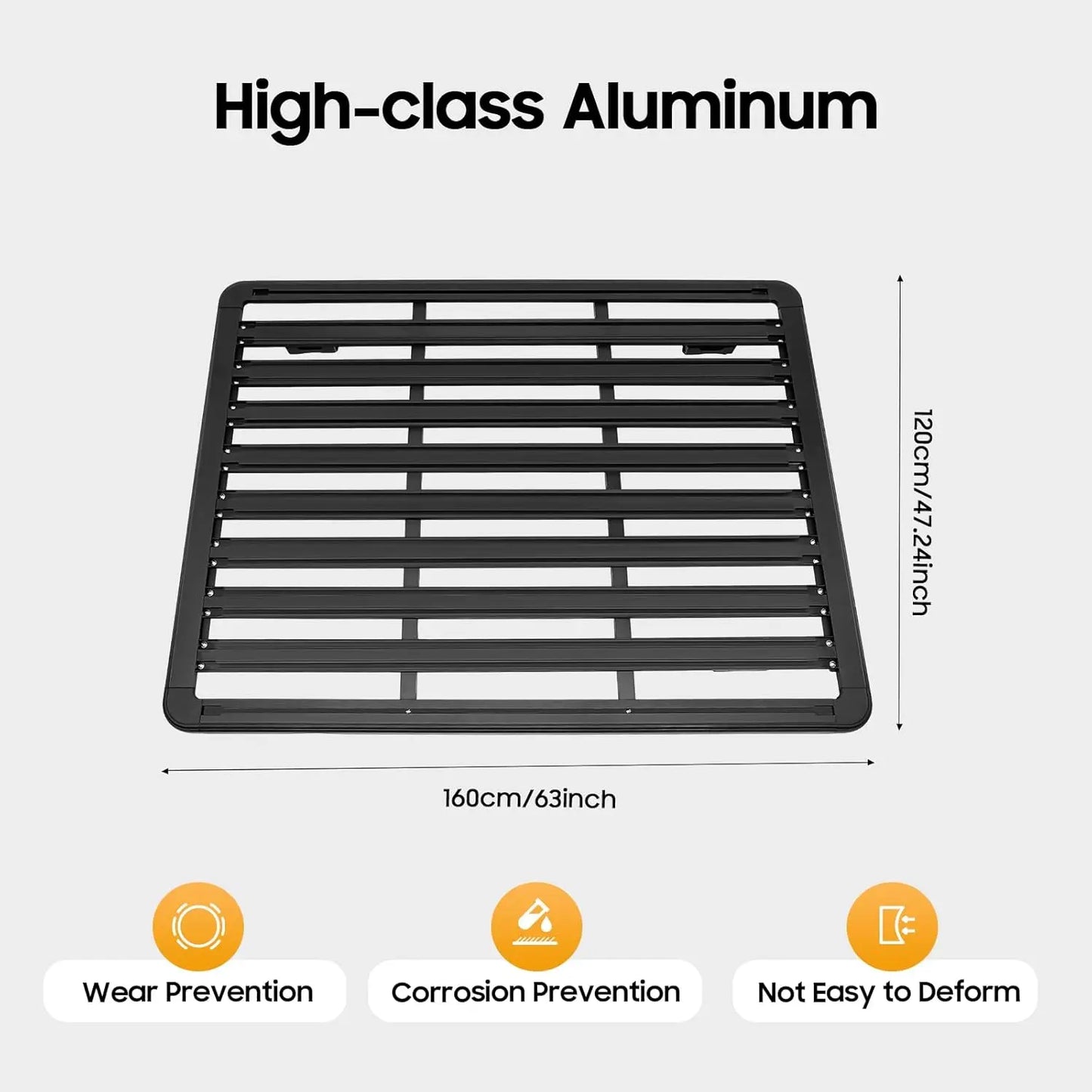 63*47.24In Platform Flat Roof Rack,330.69-440.92lbs Capacity Car Top Flat Roof Luggage Rack Universal Roof Flat Rack