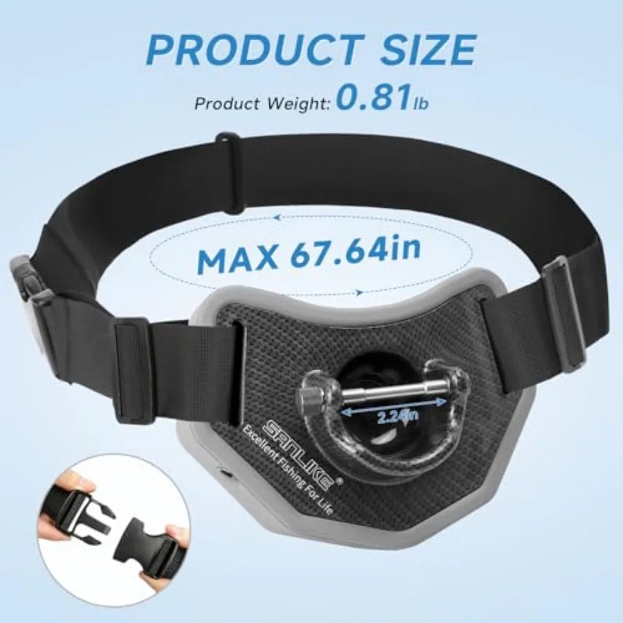 Fishing Belt Rod Holder, Adjustable Fishing Fighting Waist Belt with EVA Padded Plastic Material Fishing Belt, 360 Degree Adjus