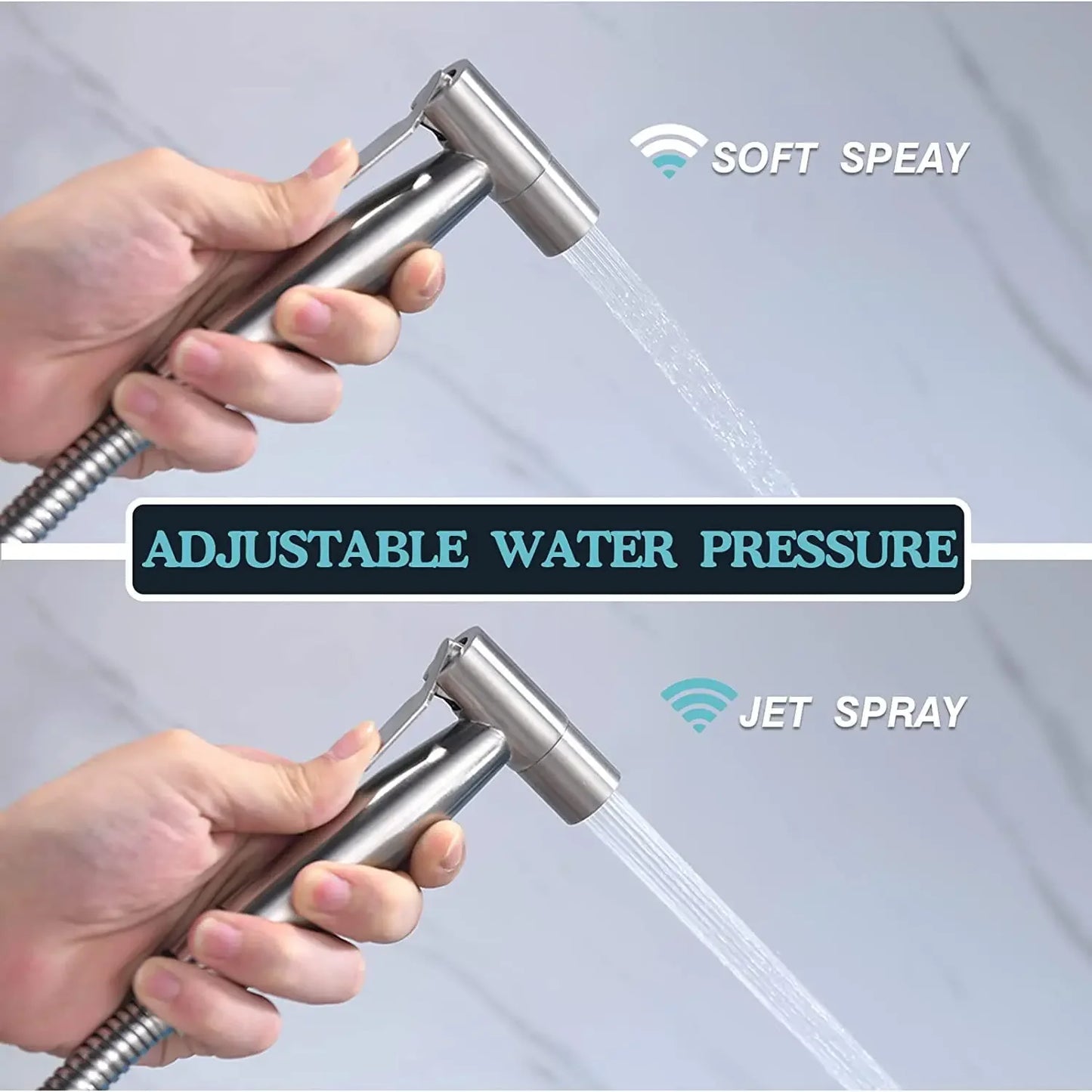 Handheld Bidet Sprayer for Toilet Adjustable Water Pressure Control Bidet Hose Attachment Shower Spray Cloth Diaper Sprayer Kit