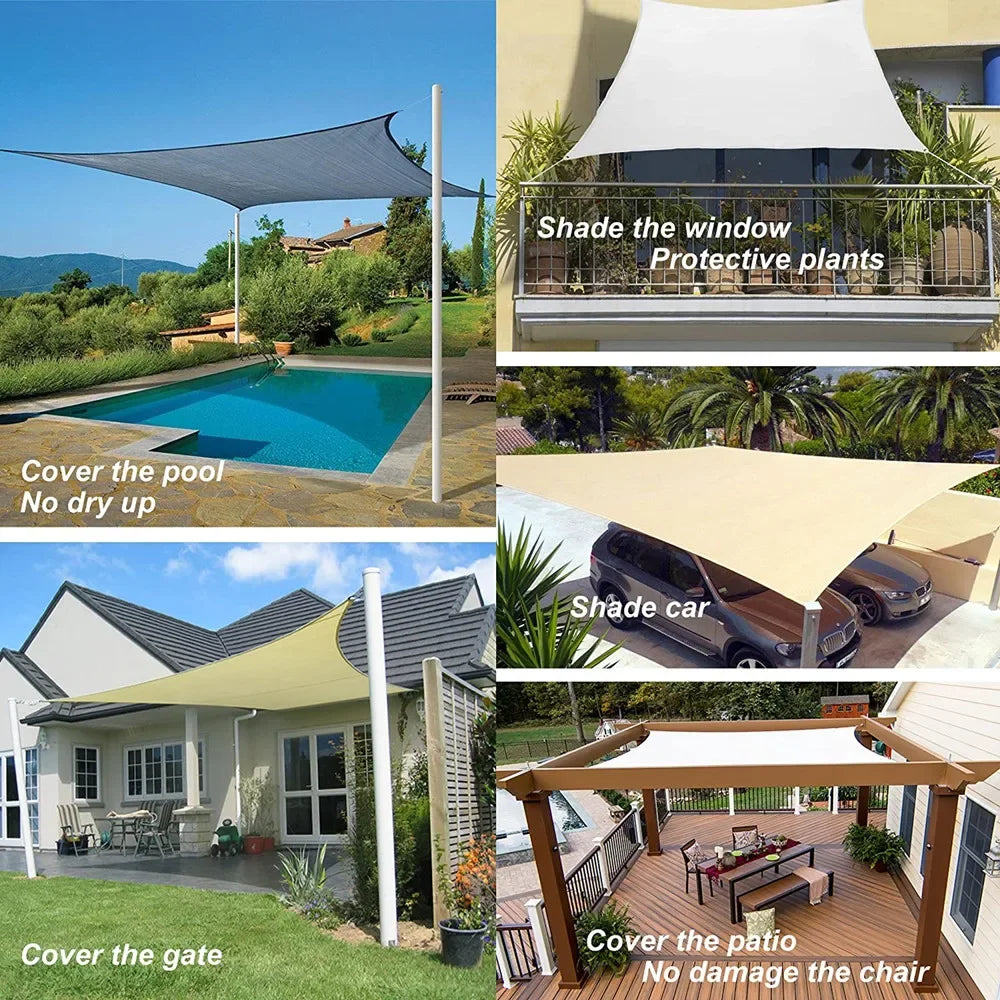 5x4M/4x6M Waterproof Large Sun Shelter Sunshade Protection Outdoor Canopy Garden Patio Pool Shade Sail Awning Camping Shade Net