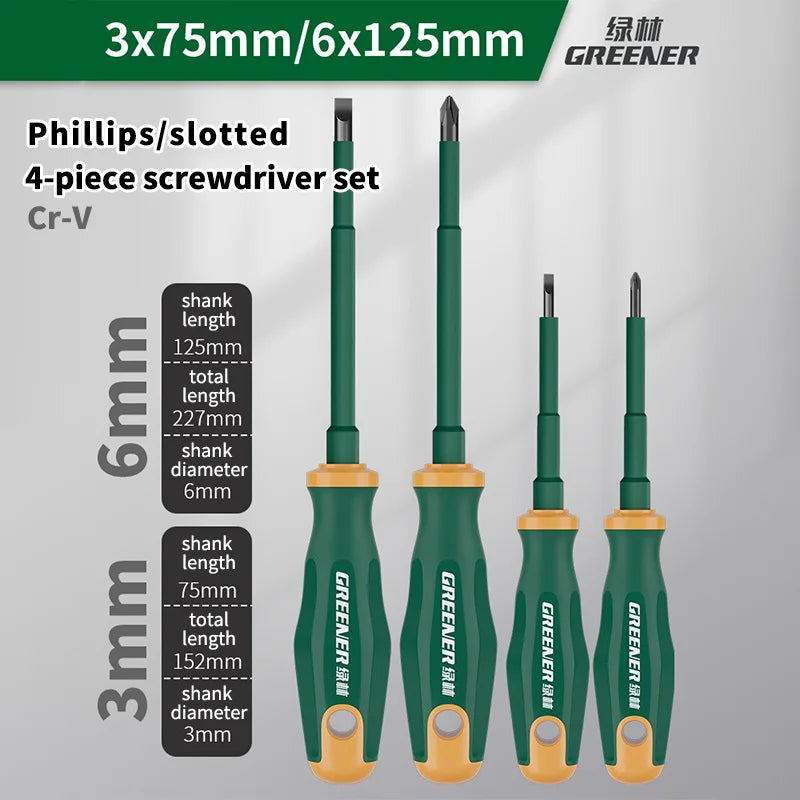 GREENERY Insulated Electrician Screwdriver Current-Isolate Phillips Flat Driver Magnetic Slotted Cross Screwdrivers for Repair