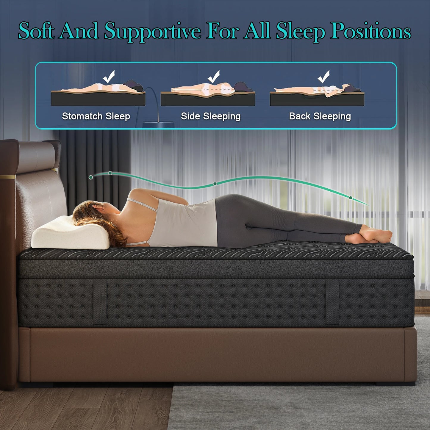 LayRoad 12/14Inch Memory Foam Spring Mattress Single/Double/Queen/King Sizes Boxed Mattress Medium Firmness Pressure Relief