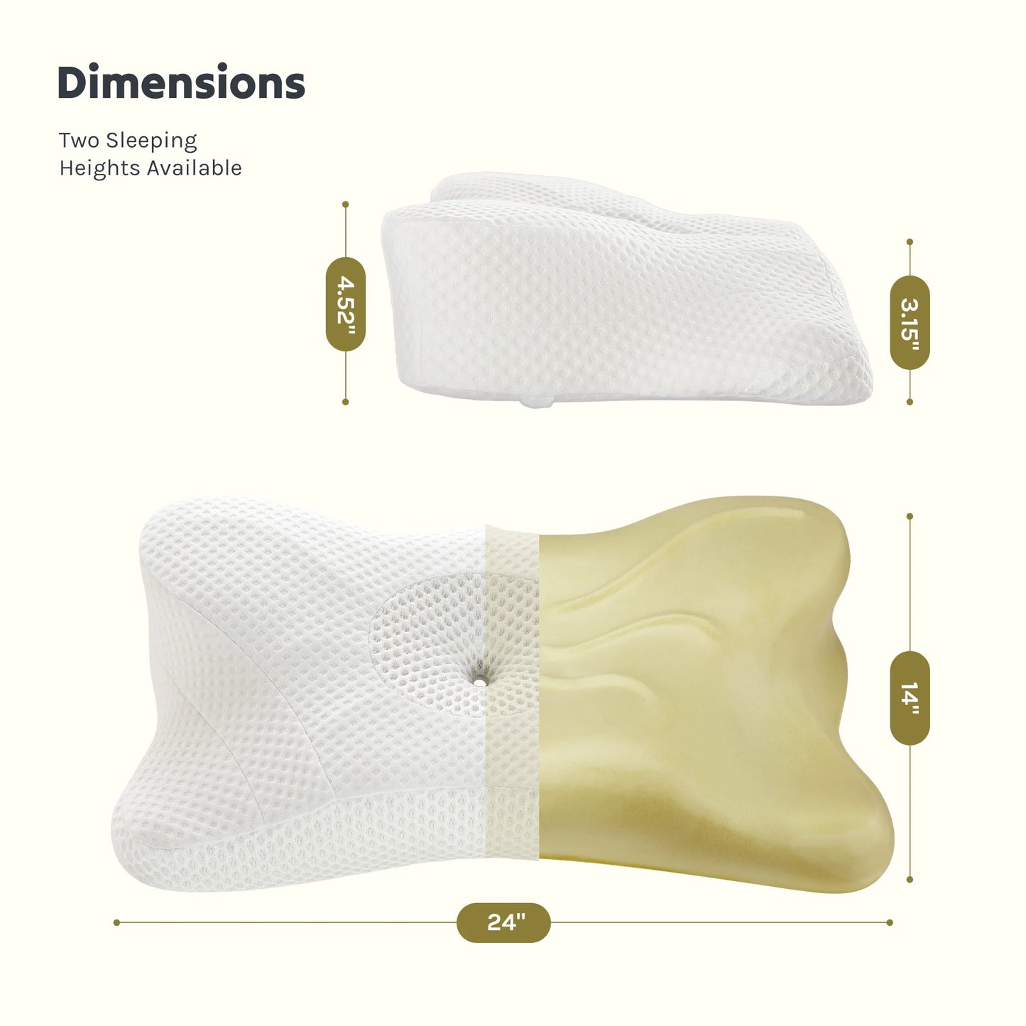 MCQ Ergonomic Cooling Memory Foam Neck Pillow Washable Cover