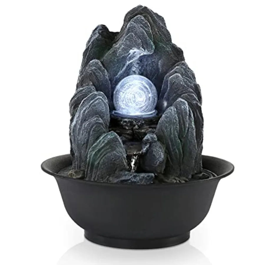 Indoor Fountain Tabletop Fountain Waterfall Fountains Stacked Rocks Water Feature Feng Shui Zen Meditation Relaxation Desktop F