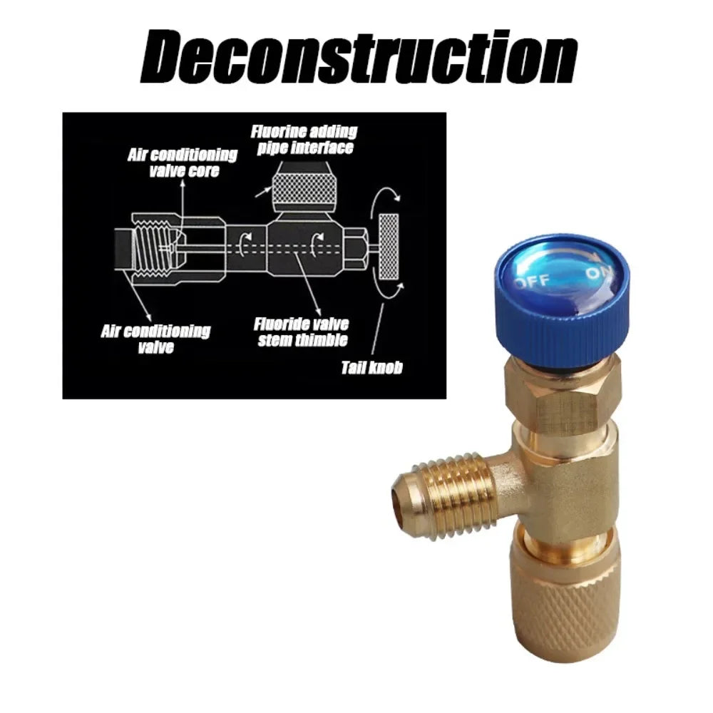 Liquid Safety Valve R410A R22 Air Conditioning Refrigerant 1/4 "Safety Adapter for SAE 1/4" Male Famale Safety Adapter