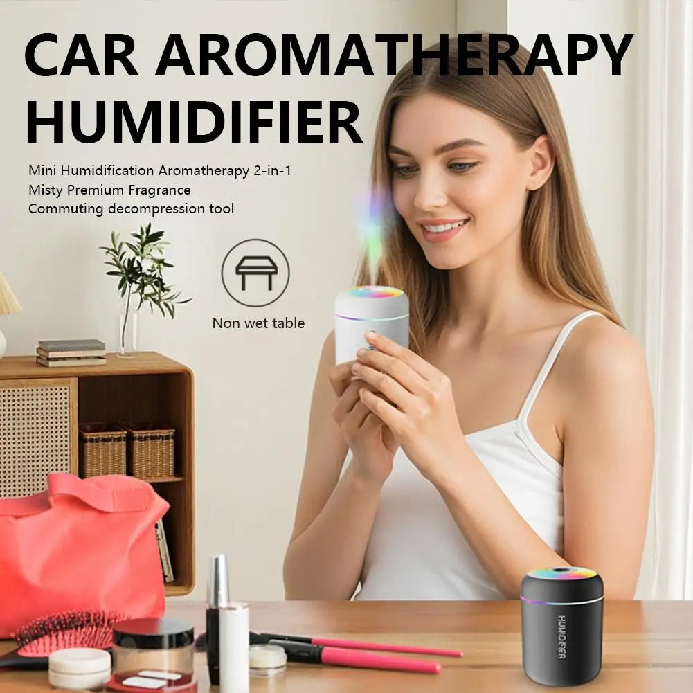 Mini Humidifier Humidification 7-color Breathing Ambient Light Aroma Diffuser Essential Oil Purifier Mist For Car Home Bedroom