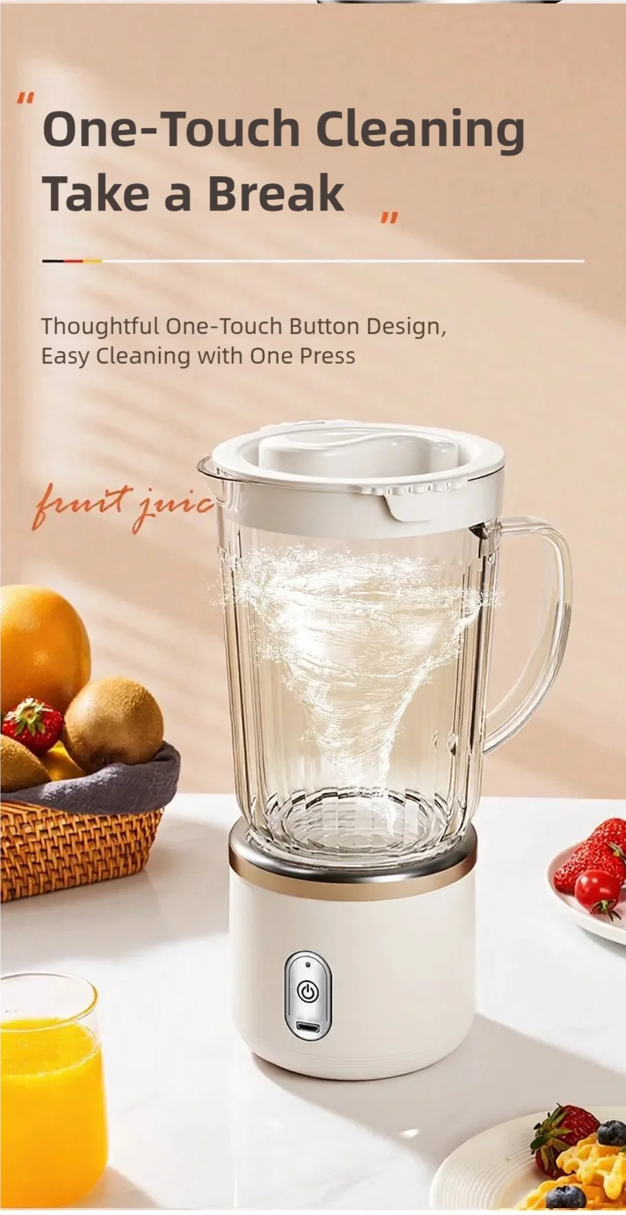 Electric Juicer 4-Blade Three-Dimensional Blade Head Household Small Multi-Functional Portable Juicer Blenders Food Processors