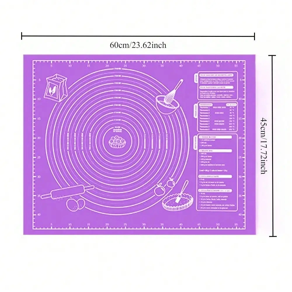 Food GradePlasticRolling Mat With Measuring Tool Non Slip Kneading Mat, Easy To Clean Non Stick Baking Mat ReusableBakingUtensil