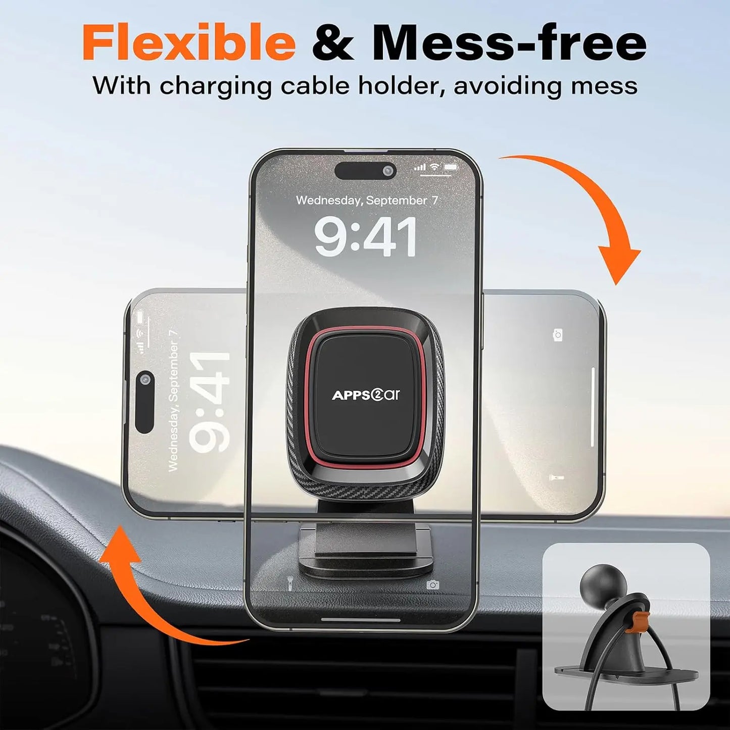 2 Pack Magnetic Phone Holder For Car Dashboard With Strong VHB Adhesive Mounting Requires Metal Plate For Use Compatible With Most 4.7-6.8 Inch Smartphones