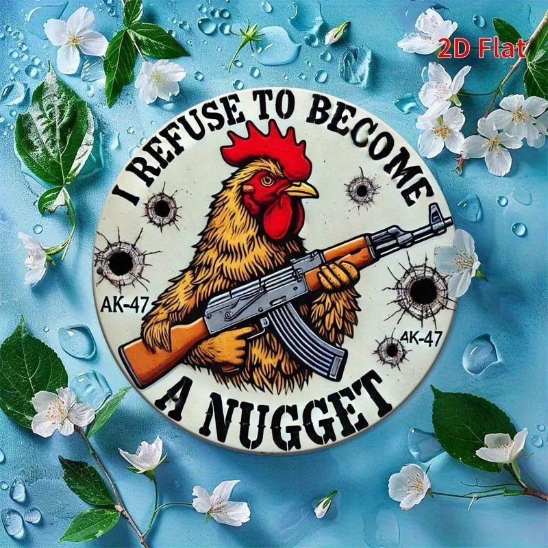 "Chicken Nugget" Metal Sign. 7.8x7.8 inch humorous design for home, office or coffee shop.