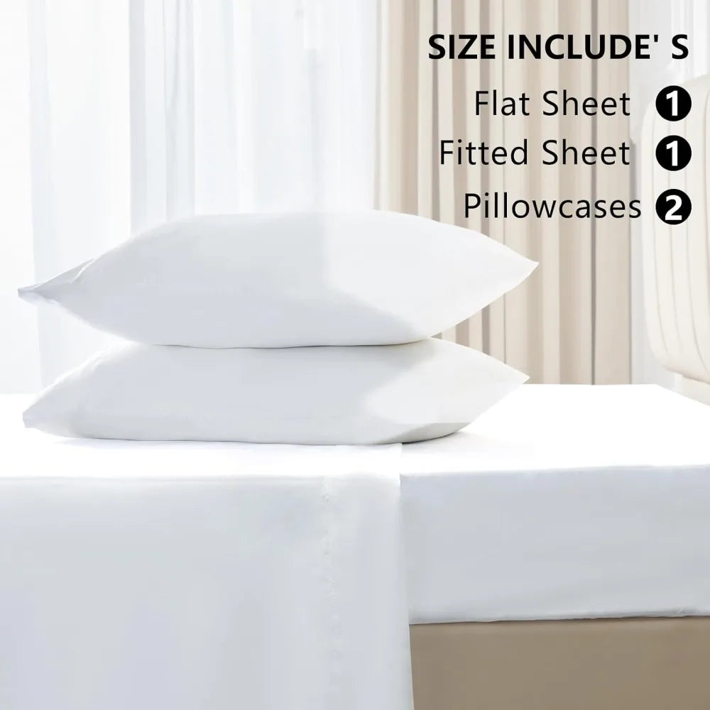 Satin Sheets Queen Size 4 Piece Bed Sheet Set with Silky Deep Pocket Fitted Sheet Flat Sheet and 2 Pillowcases