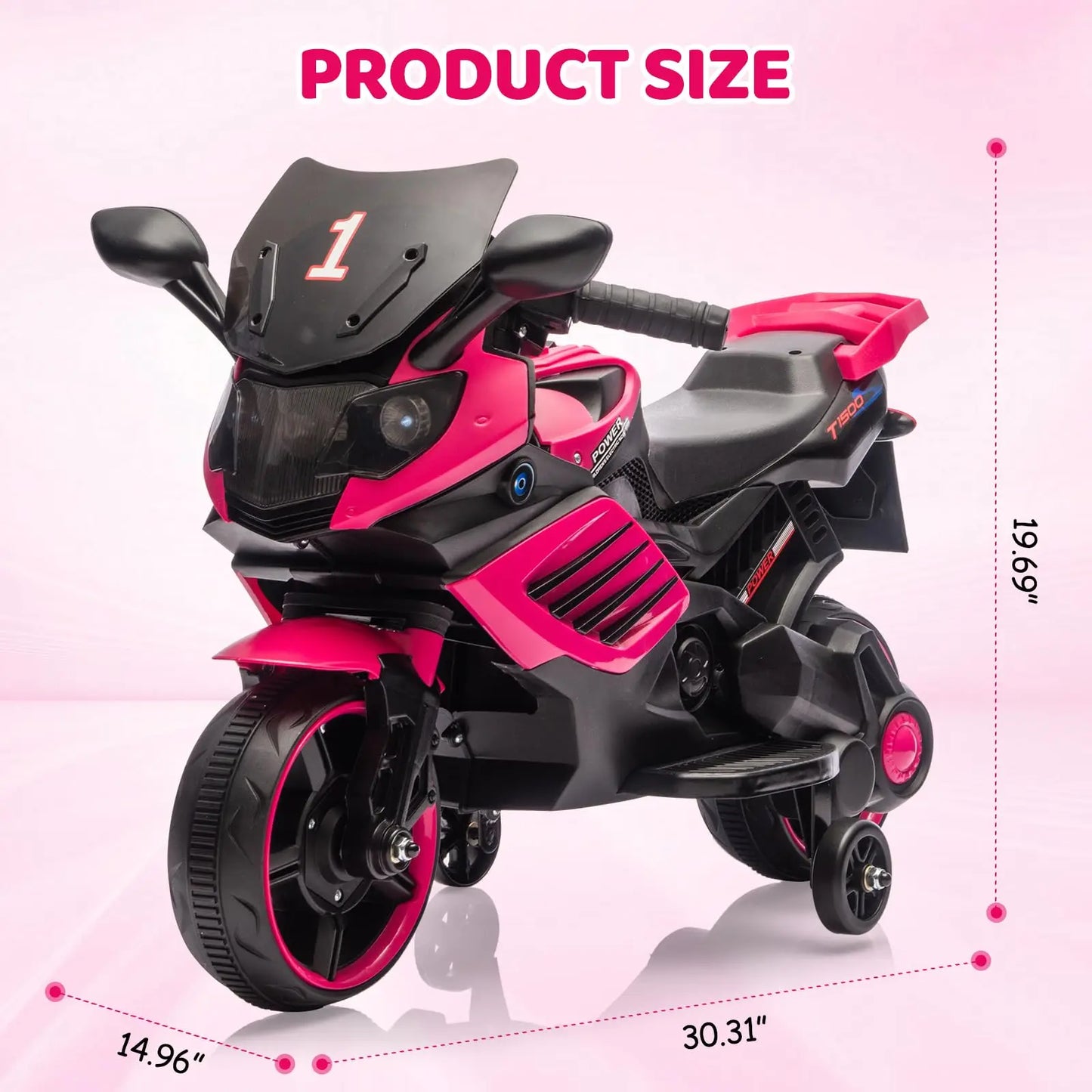 6V Kids Ride On Motorcycle Electric Toddler Motorbike With Training Wheels, EVA Tread Tires, Headlight, Horn, Music, 2 MPH Ride Toy